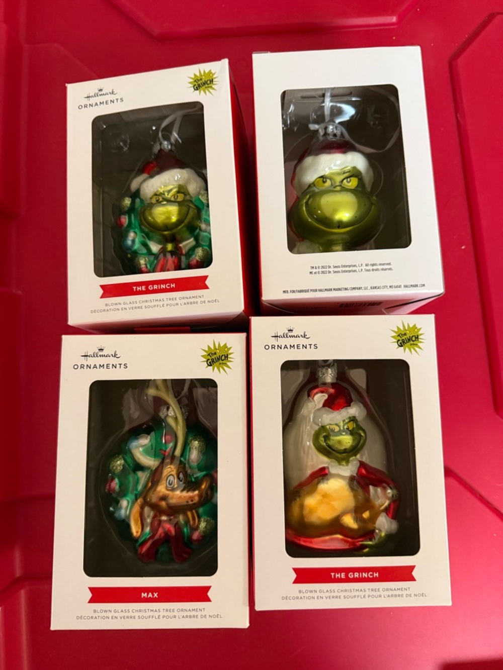 New Grinch Hallmark Christmas Ornaments Set Of Four